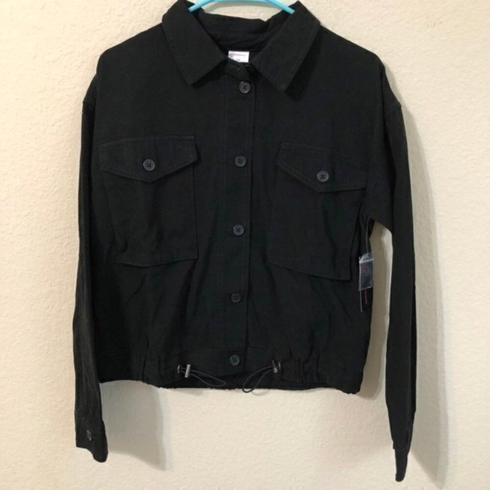 Nobo Jean Jacket Black Moto Trendy Retro Denim